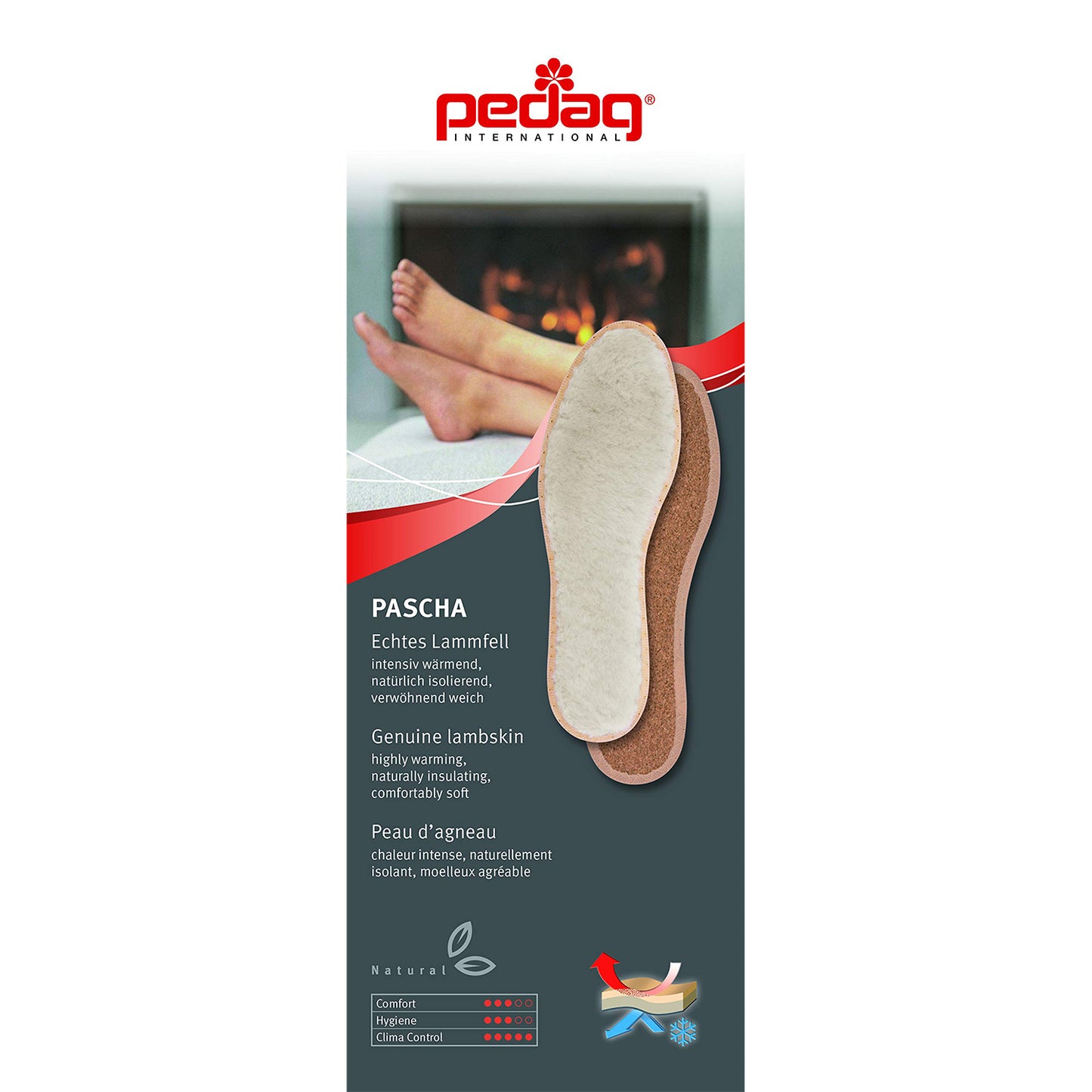 Pedag Pascha Genuine Sheepskin, Shearling Insole with Natural Cork Insulation