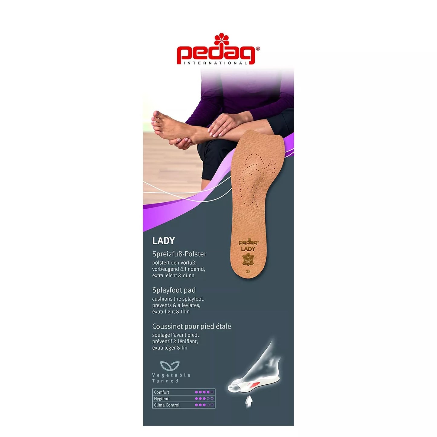 Pedag Lady, Leather Insole for High Heels with Met Pad