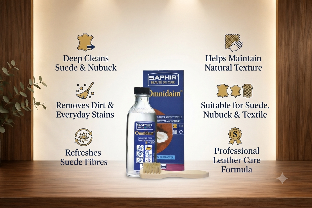 Saphir Suede and Nubuck Cleaner 100ml + Silk Bristle Brush