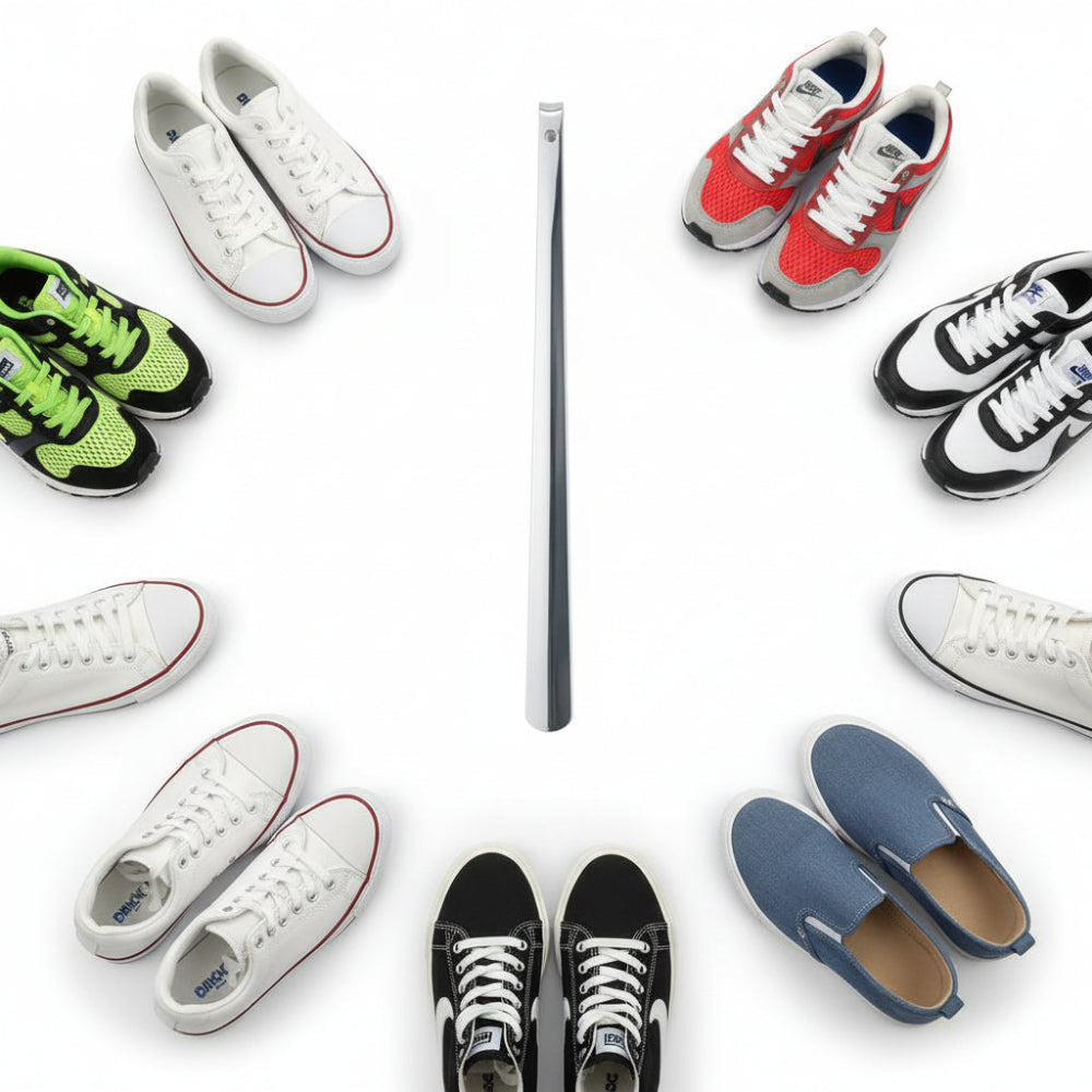 Collection of various sneakers on a white background