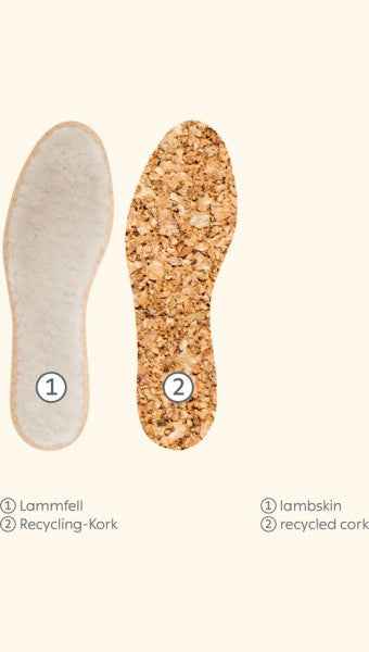 Pedag Pascha Genuine Sheepskin, Shearling Insole with Natural Cork Insulation